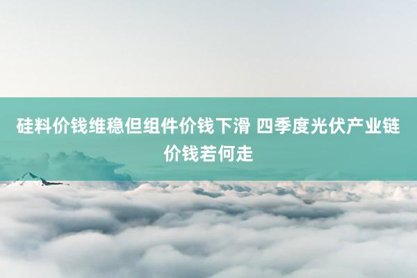 硅料价钱维稳但组件价钱下滑 四季度光伏产业链价钱若何走