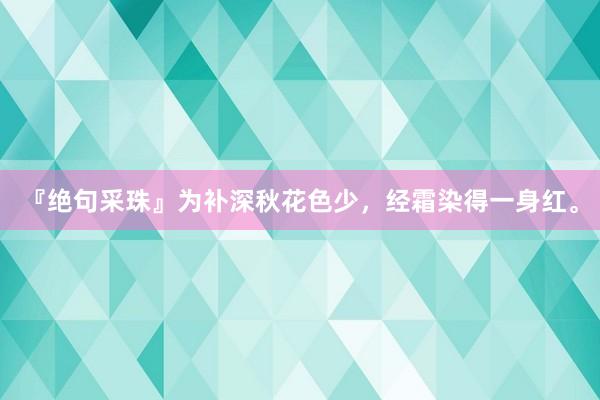 『绝句采珠』为补深秋花色少，经霜染得一身红。